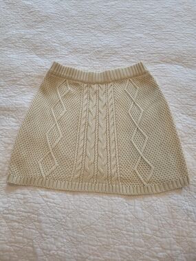 Others Follow Sz M Cable Knit Crochet Pencil Skirt in Ivory Very Stretchy